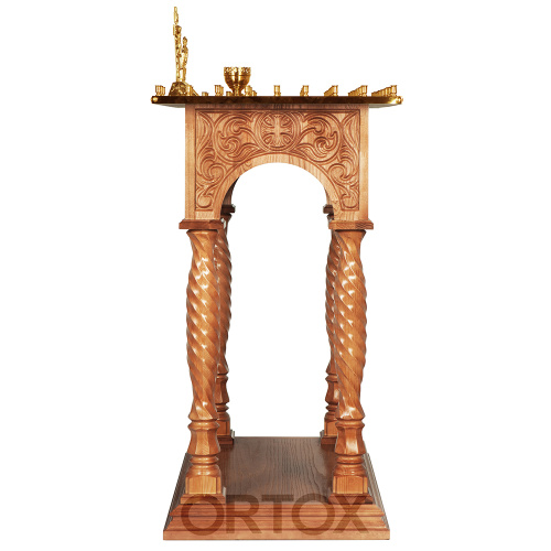 Панихидный стол на 100 свечей "Тверской" светлый, 85х50 см, колонны, резьба фото 3