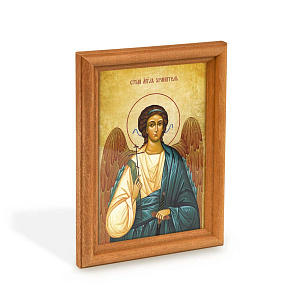 Икона Ангела-Хранителя в деревянной рамке, цвет "кипарис", 12х1,5 х17 см (стекло, картон)