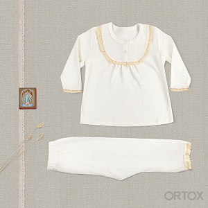 Комплект для крещения молочного цвета: рубашка и штаны, хлопок, размер в ассортименте (размер 68-74)