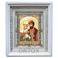 Икона благоверных князя Петра и княгини Февронии Муромских, 18х21 см, прямая багетная рамка