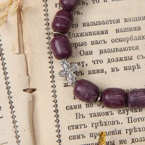 Браслет-четки из ладанного дерева, фиолетовый фото 2 Браслет-четки из ладанного дерева, фиолетовый фото 2