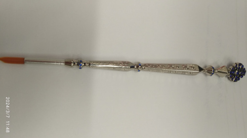 Стрючица, никелирование, синие камни, длина 21 см, У-1107 фото 2