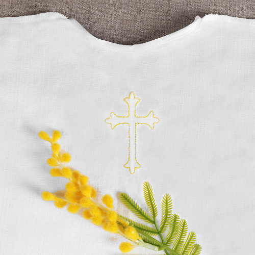 Рубашка для крещения белая, фланель, вышивка, размер 62-74 фото 7
