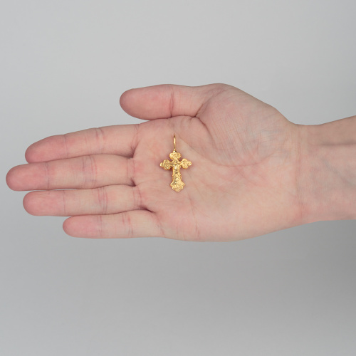 Нательный крестик №22, гальванический, 1,6х3,2 см, золотистый фото 5