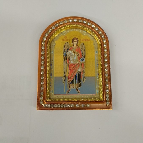 Икона настольная Архангела Михаила, пластиковая рамка, 6,4х8,6 см, У-0839 фото 3