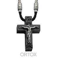 Нательный крест деревянный в серебряном окладе №2