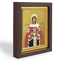 Икона великомученицы Варвары Илиопольской, в узком багете, цвет "темный дуб", на холсте, с золочением №2