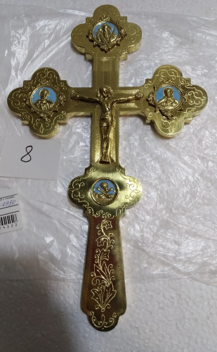 Крест напрестольный латунный с ликами, эмаль, 20х31 см, У-0630 фото 33