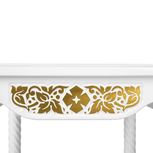 Стол "Суздальский" белый с золотом (поталь), на 4 ножках, 60х60х76 см фото 5