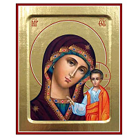 Икона Божией Матери "Казанская", на дереве, золочение (поталь), 12,5х16 см