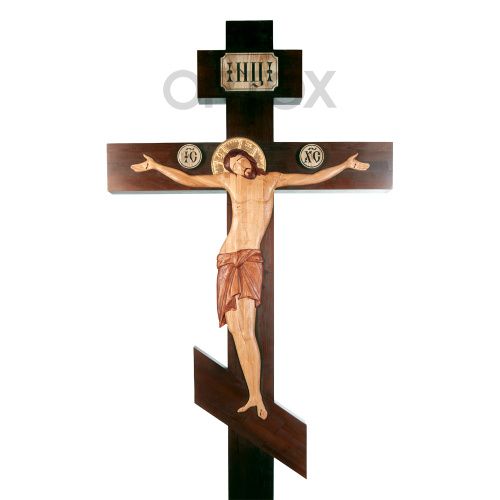 Крест-голгофа напольная, художественная тонировка, резьба, 278 см фото 5
