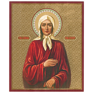 Икона блаженной Ксении Петербургской, 15х18 см, бумага, УФ-лак (тиснение)