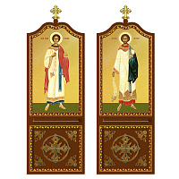 Диаконская дверь для "Благовещенского" иконостаса, цвет "кипарис" с золотом, 209х70х10 см