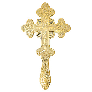 Крест напрестольный, цинковый сплав, цвет "под золото", 16,4х28 см (без подставки)