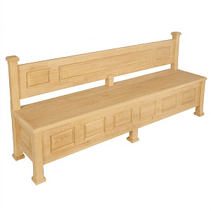 Скамья-сундук храмовая "Воронежская" (седалище), цвет "натуральное дерево", длинная, 200х45х90 см (сосна)
