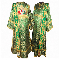 Облачение диаконское зеленое с вышивкой, шелк, икона Святой Троицы