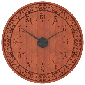 Часы настенные "Суздальские", цвет "кипарис", с буквенной цифирью, круглые, диаметр 98 см (сосна)