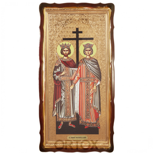 Икона большая храмовая равноапостольных Константина и Елены, фигурная рама