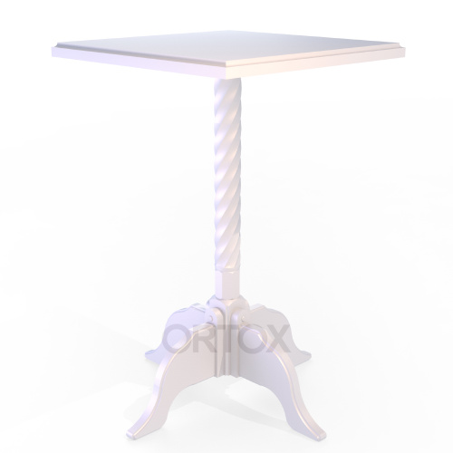 Стол "Курский" белый с патиной на  колонне, 59х59х80 см ЗАКАЗ КЛИЕНТА