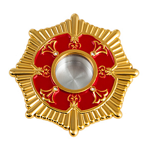 Мощевик врезной, цинковый сплав, красная эмаль, Ø 70/21 мм (полировка)