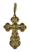 Нательный крестик №4, гальванический, 1,6х3,2 см, золотистый