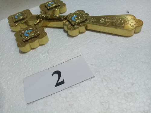 Крест настольный латунный с подставкой, эмаль, 15х44 см, У-0646 фото 13