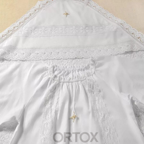 Комплект для крещения "Василиса" белый: рубашка и пеленка, хлопок, размер в ассортименте фото 12