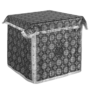 Облачение на престол с пеленой, шелк "Горненский", черное с серебром (100х100х100 см)