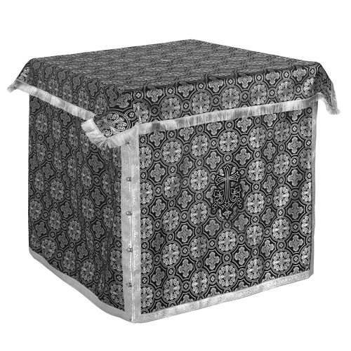 Облачение на престол с пеленой, шелк "Горненский", черное с серебром