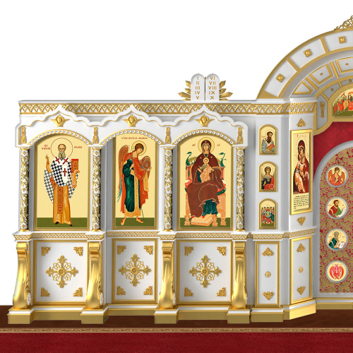 Иконостас "Рождественский" одноярусный белый с золотом (поталь), 848,5х426х53 см фото 6