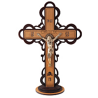 Крест настольный деревянный с латунным распятием, 30х41 см