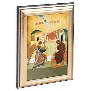 Икона Благовещения Пресвятой Богородицы в пластиковой рамке, 13х1,5х18 см (стекло, картон)