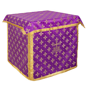 Облачение на престол с пеленой, шелк "Святительский", фиолетовое с золотом (50х50х100 см)