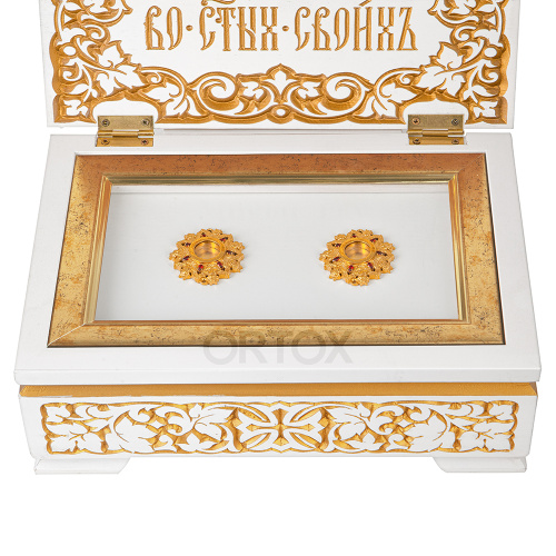 Ковчег для мощей "Суздальский" белый с золотом (патина), 30х20х13 см фото 7