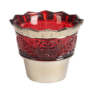 Стаканчик для лампады "Ландыш" с золотистым покрытием, 8,5х7 см (красный)