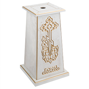 Подставка под хоругвь, крест, икону "Суздальская" белая с золотом (патина) (высота 70 см)