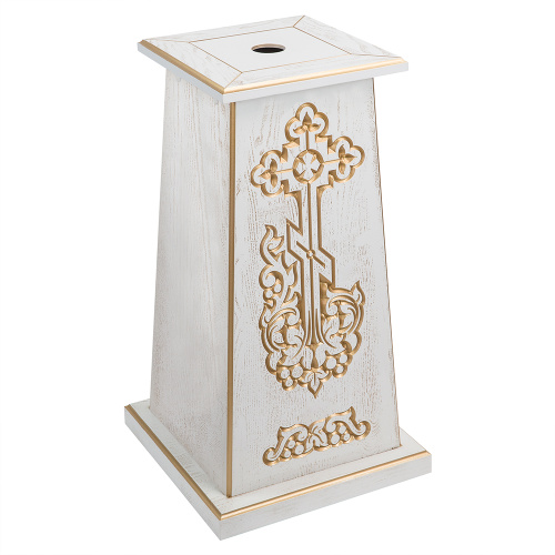 Подставка под хоругвь, крест, икону "Суздальская" белая с золотом (патина)