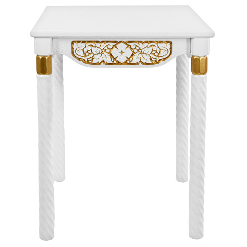 Стол "Суздальский" белый с золотом (патина), на 4 ножках, 60х60х76 см фото 2