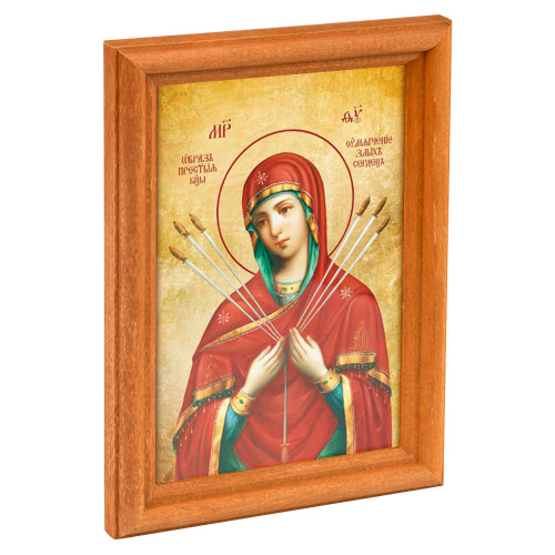 Икона Божией Матери "Умягчение злых сердец" в деревянной рамке, 12х1,5х17 см Икона Божией Матери "Умягчение злых сердец" в деревянной рамке, 12х1,5х17 см