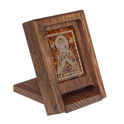 Складень деревянный с ликом Божией Матери "Семистрельная", 8х6,3 см фото 2