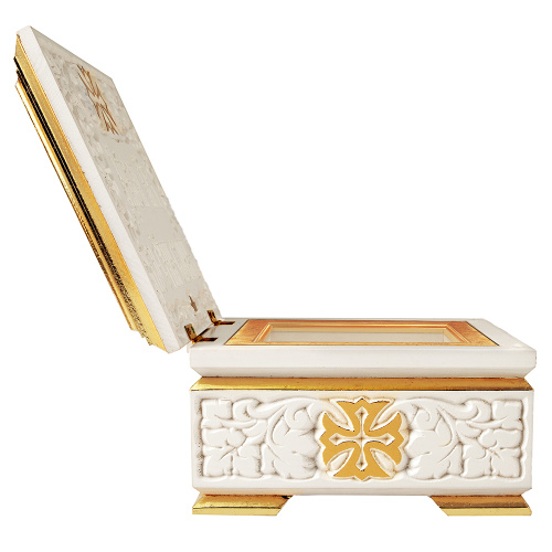 Ковчег для мощей "Суздальский" белый с золотом (поталь), 20х20х13 см фото 5