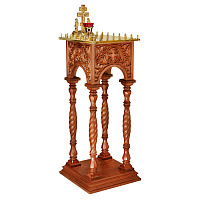 Панихидный стол на 36 свечей "Тверской", цвет, "кипарис", колонны, резьба, 40х40 см