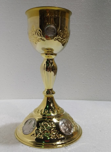 Потир на 0,3 л, нерж.сталь, чеканка, 13х23 см, У-0882 фото 3