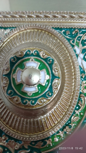 Апостол зелёный, полный оклад "под золото", эмаль, 23х30 см, У-0910 фото 9