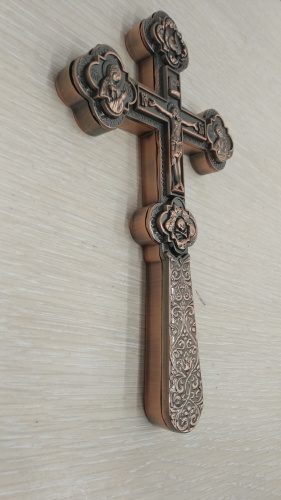 Крест требный латунный, 12x21 см, гравировка, У-0055 фото 2