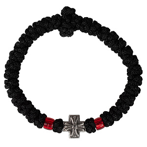 Браслет-четки из лавсановой нити, на 30 зерен (красные бусины)