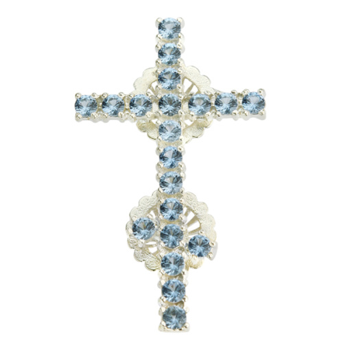 Крест на клобук серебряный с камнями