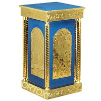 Подставка церковная "Синайская", 50х50х93 см, чеканка, голубая ткань (ТвР)