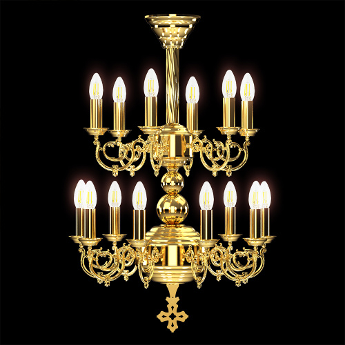 Паникадило "Барокко" на 15 свечей, диаметр 57,3 см, высота 84,9 см