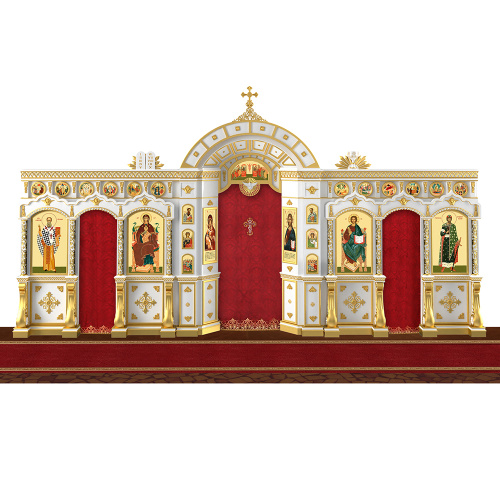 Иконостас "Рождественский" двухъярусный белый с золотом (поталь), 848,5х456х53 см фото 3